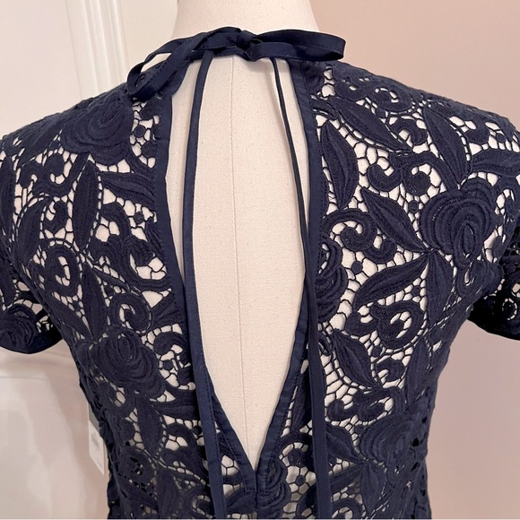 NWT Juicy Couture Guipuere Lace Short Sleeve Top - Regal Blue - Picture 4 of 5